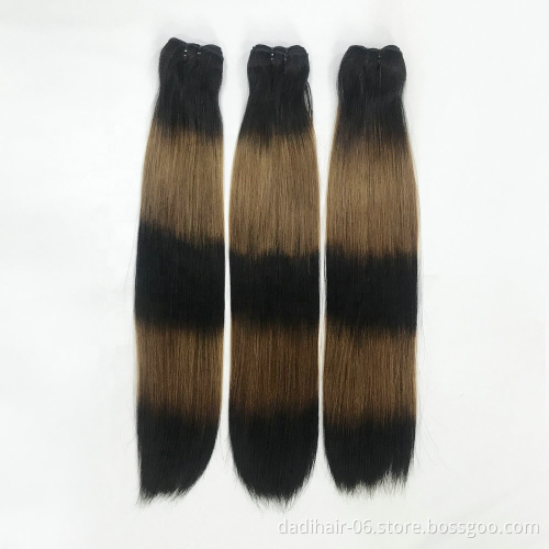 Ombre color Hair weave dyed bleached,distributor wholesale vendor tiger skin color virgin Brazilian double drawn human hair weft
